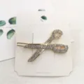 Rhinestone scissor hair clip, sparkling crystal bobby pin for women, stylish hair accessory. - Scissors Rhinestone