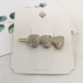 Gold rhinestone triple heart hair clip sweet cute side hairpin for daily hair styling - Three Hearts Rhinestone