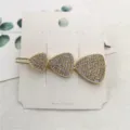 Gold rhinestone geometric triangle hairpin sweet girl fashion hair side clip accessory. - Triangle Rhinestone