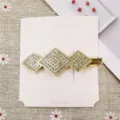 Goudkleurige driedubbele ruit strass haarspeld detailweergave, sprankelende kristallen eendenbekclip. - 2# Haarspeld (Drievoudige Ruit)