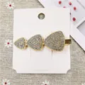 Gouden metalen strass haarklem detail, elegante geometrische driehoek eendebek barrette. - 4# Haarspeld (Drievoudige Driehoek)