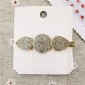 Detailed view of sparkling rhinestone metal hair clip, elegant crystal women barrette. - 6# Hair Clip (Triple Teardrop Geometric)