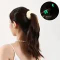 Haarscrunchie licht op in het donker heldere elastische haarelastiek voor dames haaraccessoires - Lichtgeel