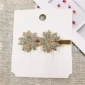 Close-up detail of elegant gold rhinestone flower hair clip, shiny crystal duckbill hairpin. - 10# Hair Clip (Double Five-Petal Flower)