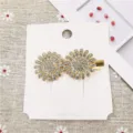 Detailed view of stunning rhinestone flower duckbill hair clip, sparkling crystal metal design. - 11# Hair Clip (Double Daisy Flower)