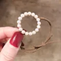 Korean style pearl hair tie elastic hair rope stylish minimalist hair band for women and girls. - Pearl Hair Ring/Round