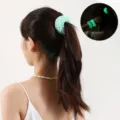 Luminous hair scrunchie glowing in the dark ponytail holder elastic hair band for women. - Light Green