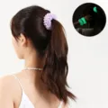 Purple luminous hair scrunchie, glowing elastic hair tie and bracelet for women styling. - Light Purple