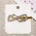 Rhinestone bow hair clip gold metal duckbill clip elegant hair accessories women - 17# Hair Clip (Fine Rhinestone Bowknot)