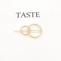 Gold metal hair clip with geometric double circles design, stylish and elegant for daily wear. - Double Circle-Gold