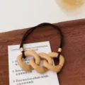 Milk tea color twist chain hair tie minimalist elegant rubber band for women and girls daily wear - Chain / Khaki