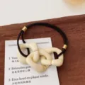 Milk tea color chunky chain hair tie simple cute elastic hair band for women and girls daily wear - Chain / Beige