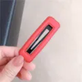 Rode vierkante leren haarspeld stijlvolle pony speld eenvoudig koreaanse haaraccessoire voor dame. - Rood