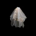 Velo da sposa luminoso a LED con fiocco, perle e doppio strato di rete per feste e matrimoni. - Taglia L / Stile Pettine per Capelli / Bianco