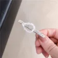 Elegante strass geometrische haarspeld, glanzende zilveren barrette variant voor dagelijks. - Waterdruppel / Zilver
