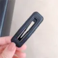 Zwarte leren vierkante BB haarspeld minimalistische stijl zijhaar accessoire mooi - Zwart