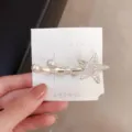 Koreaanse stijl ster parel haarspeld, elegante strass eendebek clip voor pony haar. - Kleine Ster
