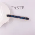 Elegante strass haarspeld met donkerblauwe kristallen en gouden rand voor vrouwen. - Donkerblauwe Strass