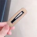 Koreaanse stijl minimalistische rechthoekige PU lederen gewikkelde haarspeld voor dames dagelijks - Khaki