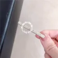 Rhinestone geometric hair clip, minimalist metal hairpin for women and girls daily wear. - Round / Gold