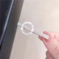 Silver rhinestone geometric hair clip with sparkling crystal round design for elegant daily wear. - Round / Silver