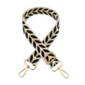 Correa de repuesto para bolso 3,8 cm ancha bandolera ajustable con ganchos metal. - Hilo de Oro Hoja Beige Negro