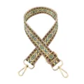 Sangle de sac ethnique tissée de rechange 3,8 cm bandoulière réglable pour sacs à main - Boucle Dorée / Vert Jaune Beige