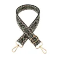 Détail de sangle de sac de remplacement jacquard ethnique, 3,8 cm avec crochets dorés. - Noir Vert Khaki