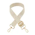 Adjustable embroidered wide bag strap replacement strap with gold hardware for crossbody bags. - Gold Buckle / White Base with Cream Apricot