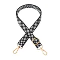Zwart-witte schaakbord patroon vervangende tasband met gouden metalen accessoires, 2,5 cm. - Zwart en Wit Geblokt
