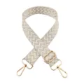 Adjustable wide replacement bag strap with chevron pattern and gold hardware for crossbody. - Gold Buckle / Silver-threaded Off-white