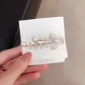 Korean Style Bow Pearl Hair Clip Gold Metal Duckbill Clip Cute Side Hair Barrettes - Three-Petal Flower