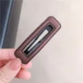 Brown leather rectangle hair clip, minimalist side clip hair accessory for daily use. - Dark Coffee