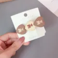 Korean style cute heart shaped duckbill hair clip with sweet bear pattern for daily wear. - White Bear