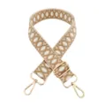 Adjustable woven replacement bag strap with chic jacquard geometric pattern and gold hardware. - Gold Buckle / Khaki