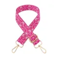 Wide embroidered bag strap replacement adjustable crossbody shoulder strap 3.8cm accessory - Off-white & Rose Red