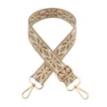 Wide Woven Replacement Bag Strap Adjustable Shoulder Crossbody Bag Strap with Gold Hardware - Dark Khaki on Off-White