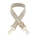 Adjustable replacement bag strap with chic geometric jacquard embroidery and gold hardware for crossbody bags. - Beige Light Grey