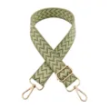 Tracolla larga regolabile per borsa con motivo a spina di pesce verde e metalleria dorata. - Fibbia d'oro / Verde chiaro