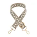 Adjustable replacement bag strap with jacquard geometric pattern and gold hardware. - Medium Grey Beige