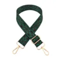 Wide replacement bag strap with adjustable length, ethnic woven pattern, gold hardware. - Black Base Army Green