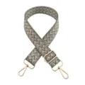 Tracolla di ricambio in tessuto con motivo chevron, lunghezza regolabile e ganci dorati. - Fibbia d'oro / Grigio scuro