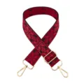 Woven bag strap replacement, 3.8cm wide adjustable crossbody strap with gold hardware. - Orange-Red on Black