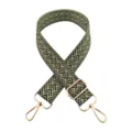 Tracolla di ricambio intrecciata, cinghia regolabile per borsa con parti metalliche dorate, verde. - Fibbia d'oro / Verde militare