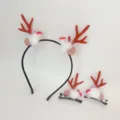 Ensemble serre-tête et pince à cheveux en peluche de renne de Noël, accessoires festifs. - Ensemble trois pièces