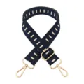 Adjustable replacement bag strap with jacquard pattern for daily use and crossbody. - Black Dark Blue