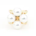 Elegante anello per sciarpa a quattro perle dorate spilla vintage accessorio floreale - Quattro perle grandi dorate