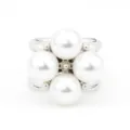 Anello sciarpa perle e accessorio di gioielli in metallo alla moda per donne stile quotidiano - Quattro perle grandi argentate