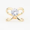 Anello per sciarpa incrociato dorato con cristallo centrale scintillante elegante fibbia - Oro Strass Bianco