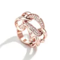 Anello per Sciarpa in Catena di Strass Oro Rosa, Elegante Fibbia per Sciarpa Variante - Taglia L / Oro rosa